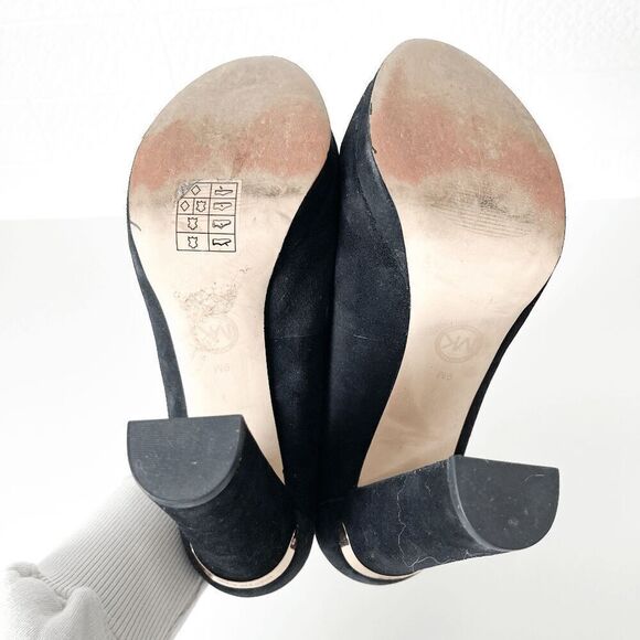 Michael Kors Womens Haven Suede Chunky Platform Heels Black 9M - Picture 5 of 9